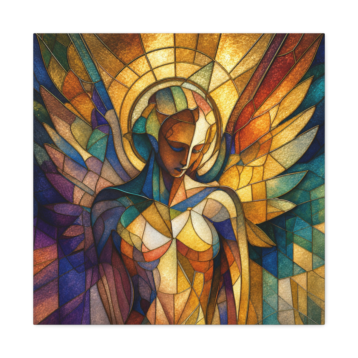 Grace in Full Color — Modern Stained Glass Angel Wall Art