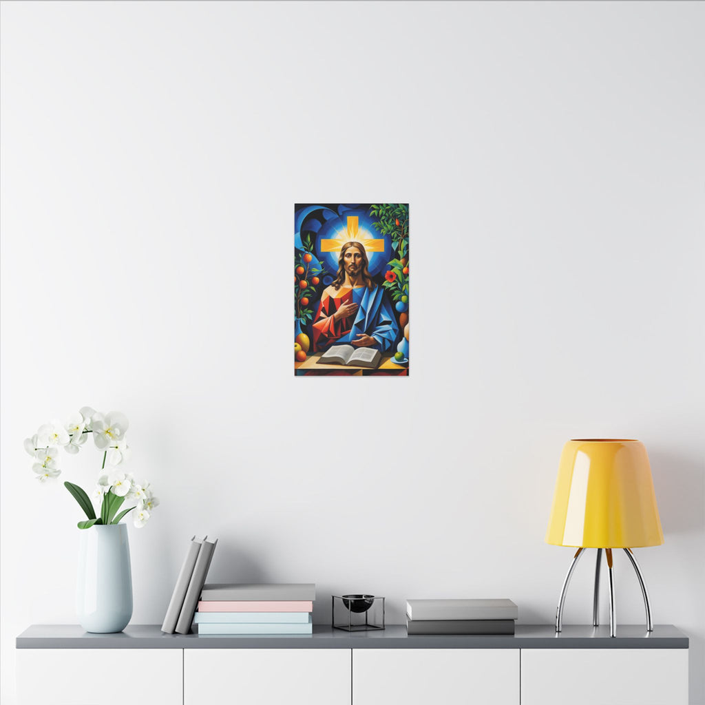 Garden of Grace – Modern Geometric Jesus Canvas Print