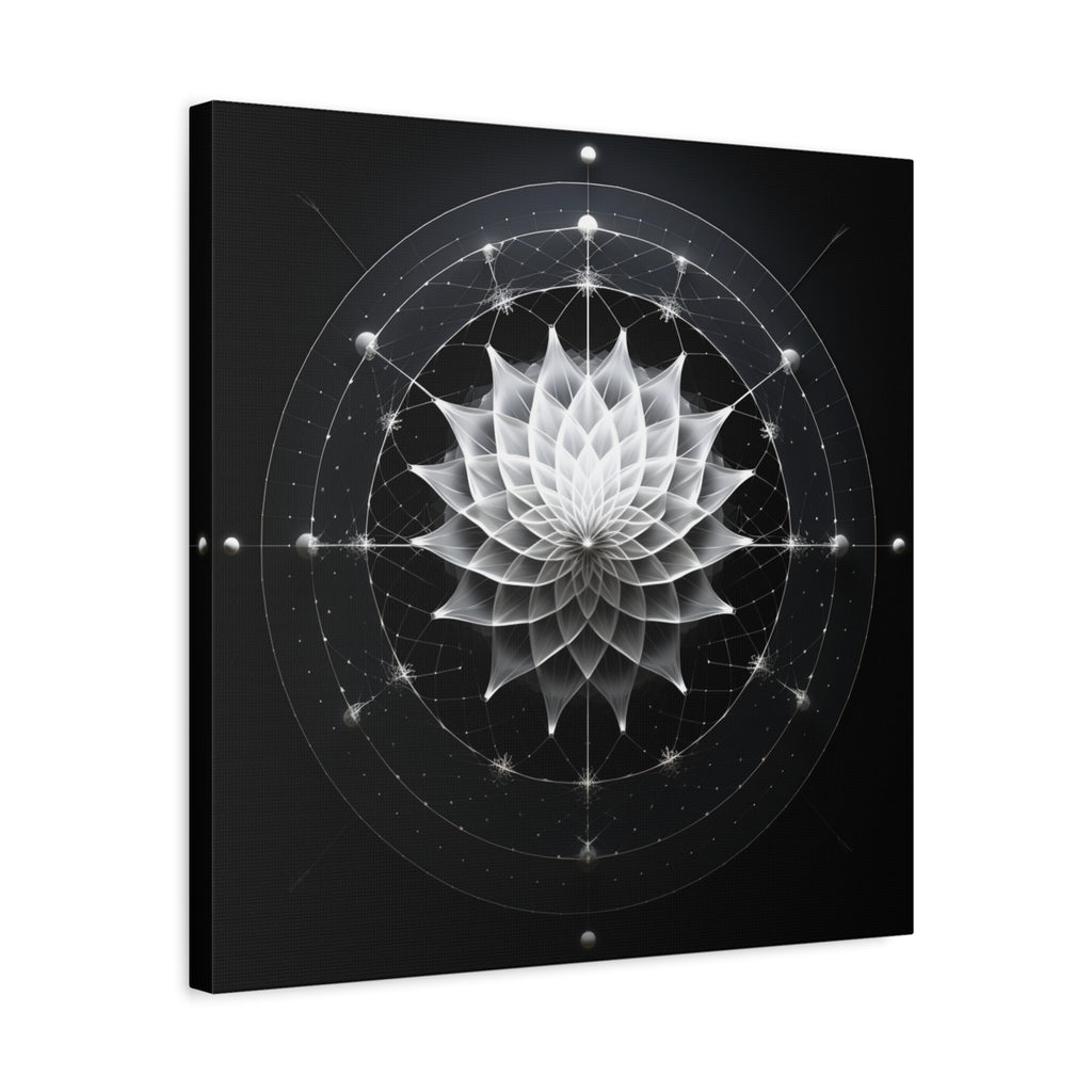 Orbit of Stillness — Monochrome Sacred Geometry Lotus Wall Art