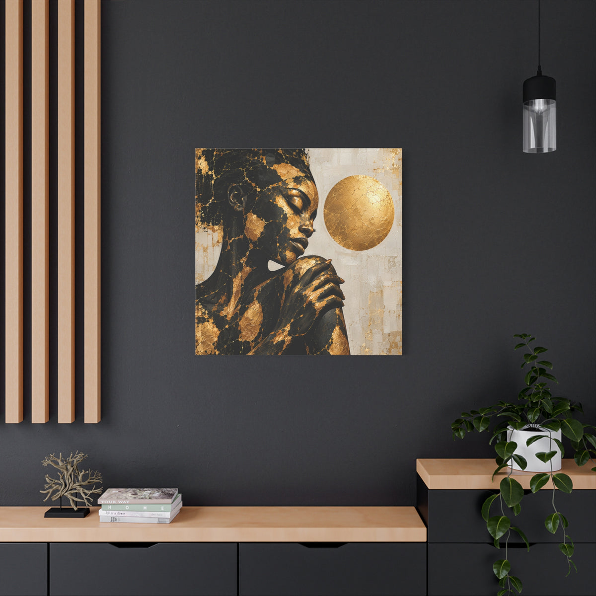 Held in Gold — Modern Black & Gold Woman Portrait