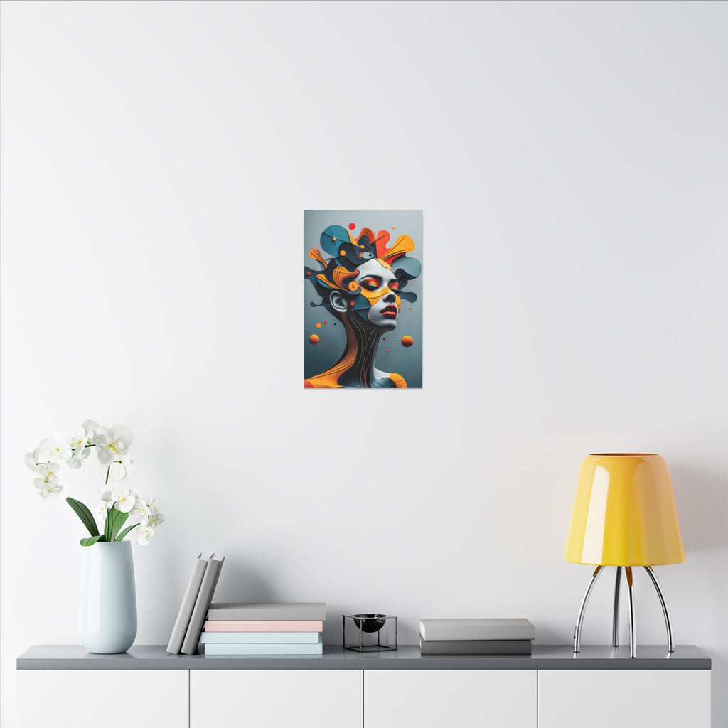Crowned Signal – Futurist Geometric Female Portrait Canvas Print
