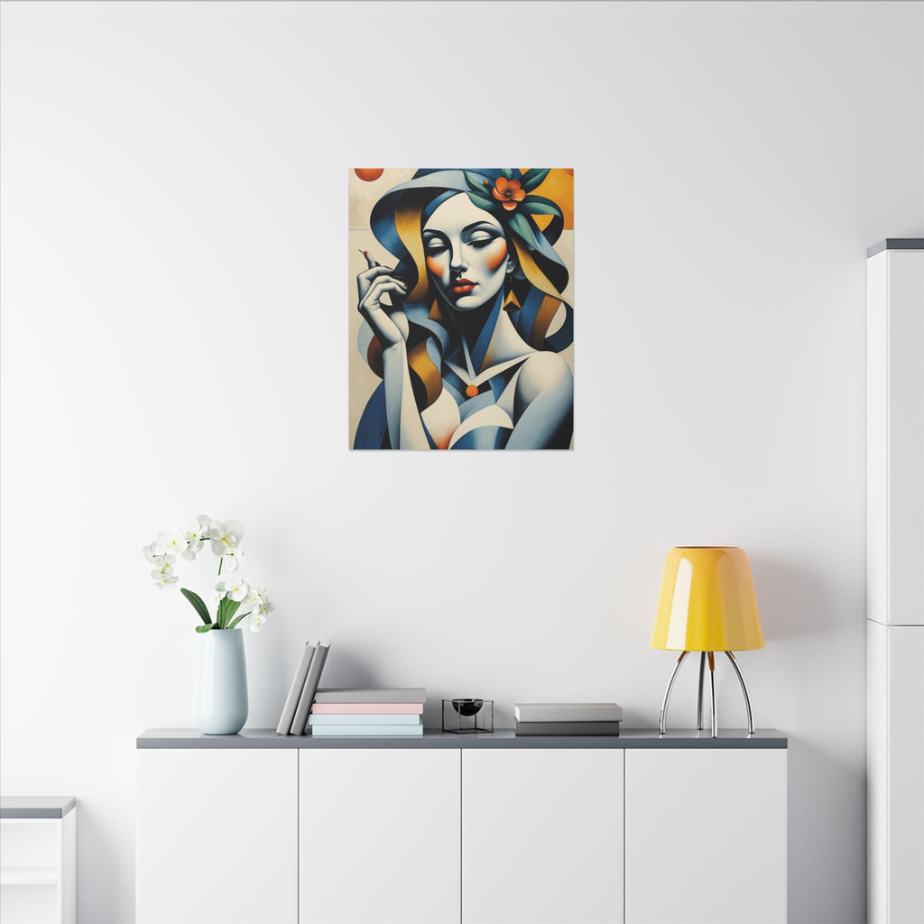 Blue Reverie – Geometric Female Portrait Canvas Print