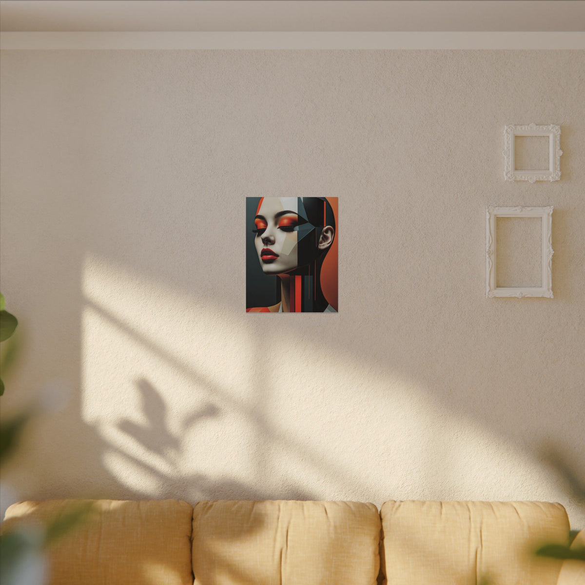 Quiet Voltage – Futurist Geometric Female Portrait Canvas Print