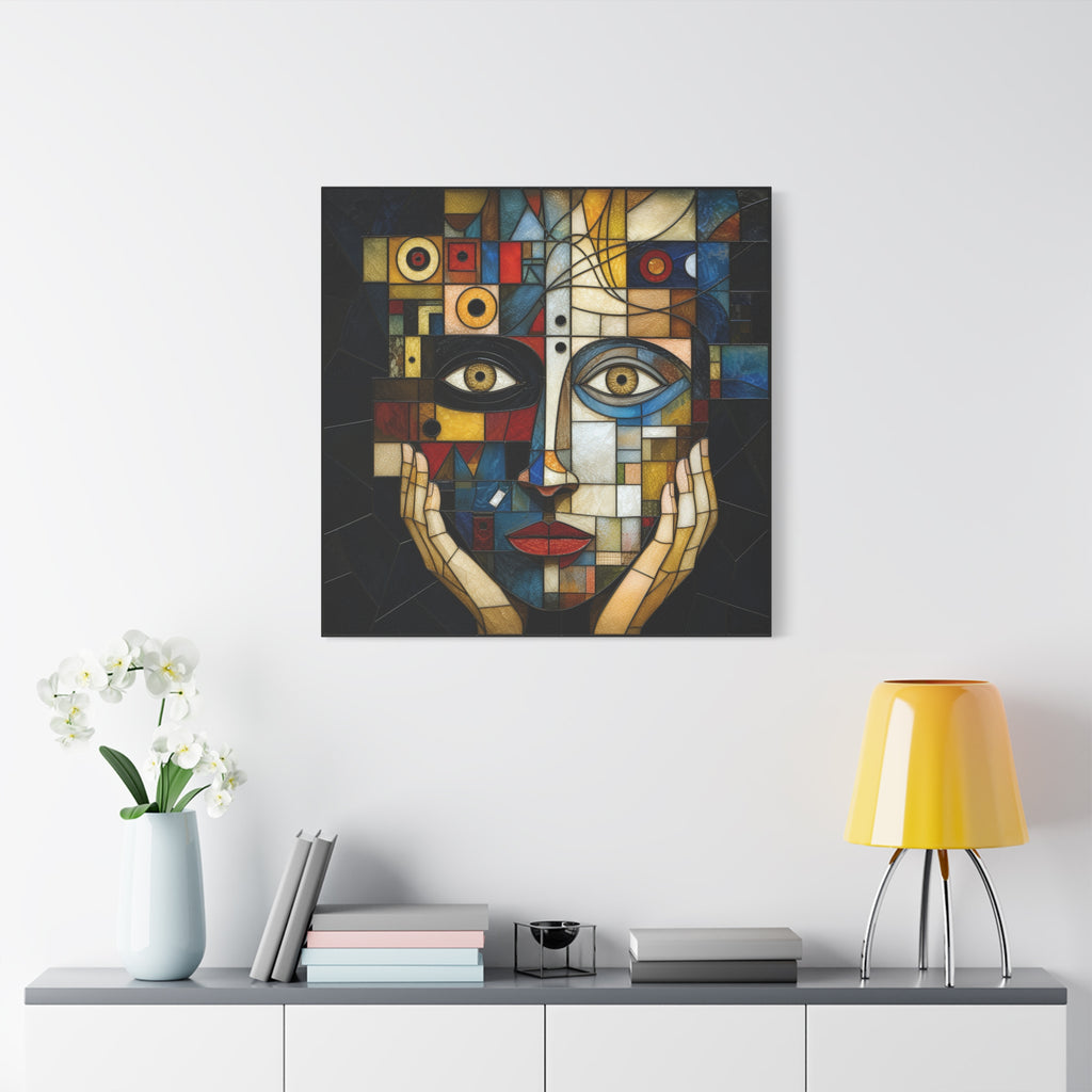 Seen From Within — Cubist Stained Glass Woman Portrait Wall Art