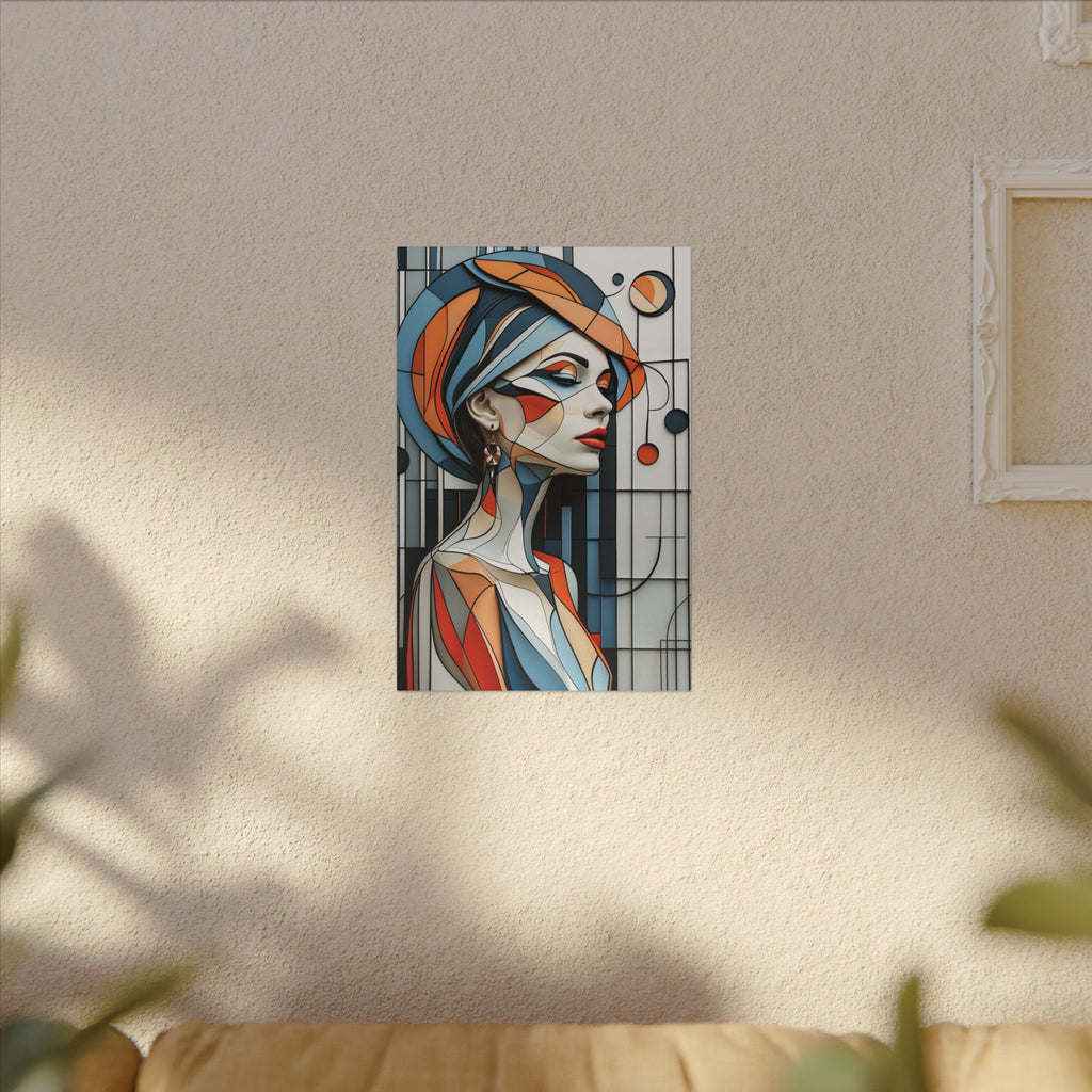 Poise in Orbit – Geometric Female Portrait Canvas Print