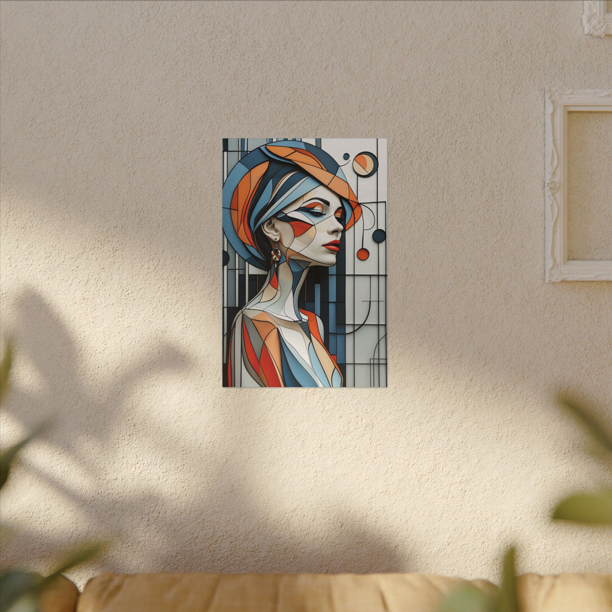 Poise in Orbit – Geometric Female Portrait Canvas Print