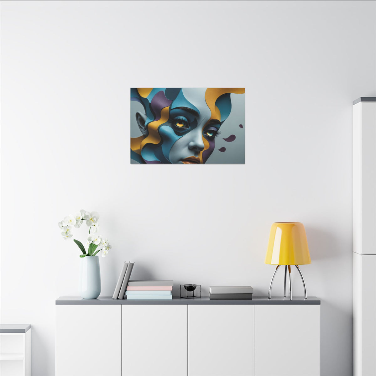 Soft Frequency – Abstract Geometric Female Portrait Canvas Print