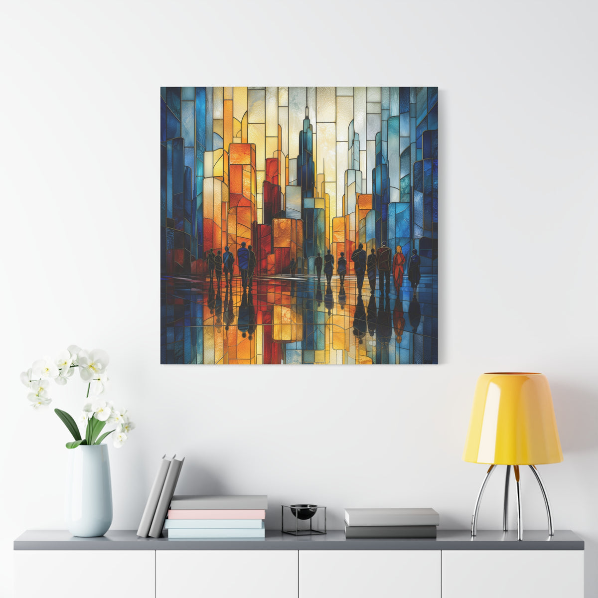 City of Light — Modern Stained Glass Skyline Wall Art