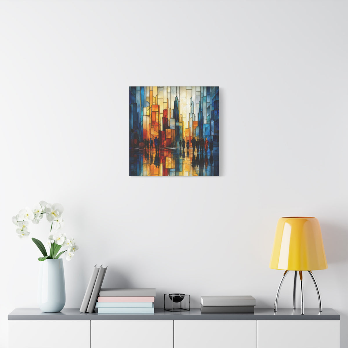 City of Light — Modern Stained Glass Skyline Wall Art