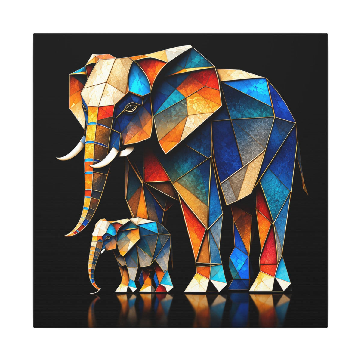 Inheritance of Strength – Geometric Elephant Family Canvas Print