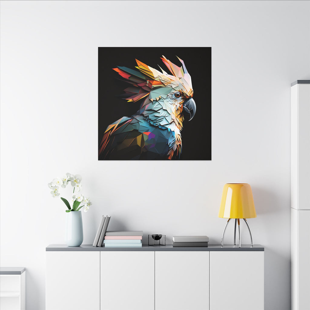 Crowned Instinct – Geometric Cockatoo Portrait Canvas Print