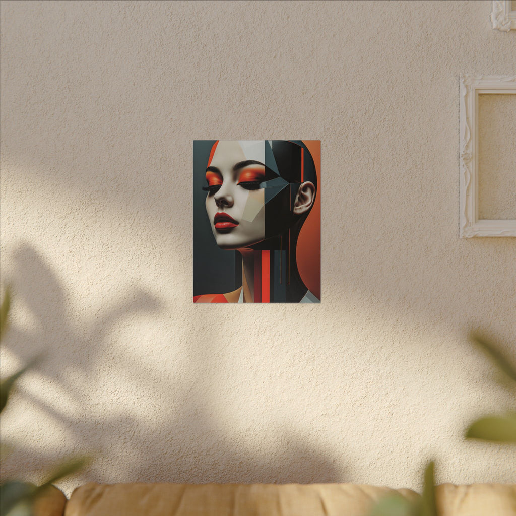 Quiet Voltage – Futurist Geometric Female Portrait Canvas Print
