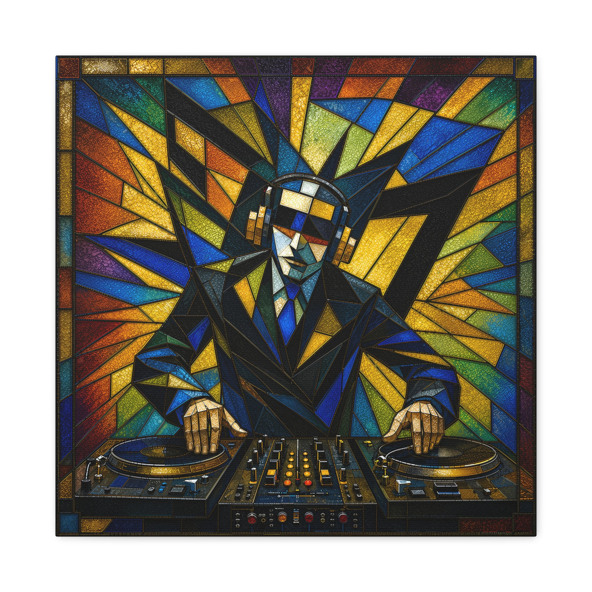 Frequency State – Abstract Stained Glass DJ Pop Art Canvas Print