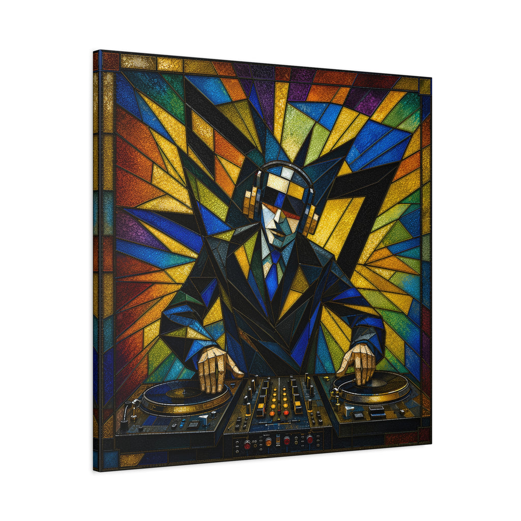 Frequency State – Abstract Stained Glass DJ Pop Art Canvas Print