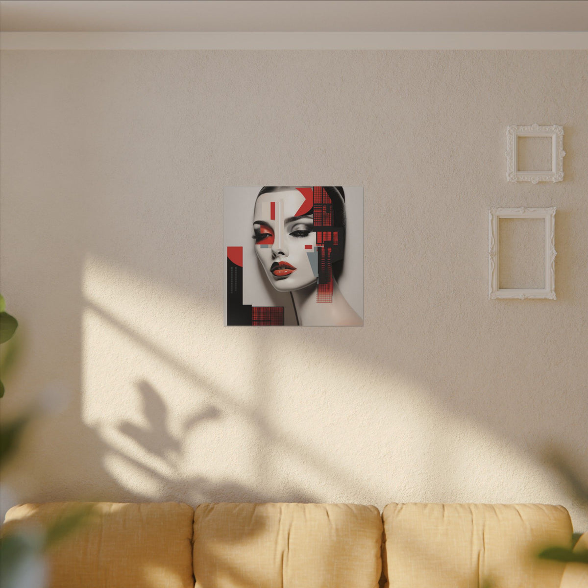 Red Syntax – Geometric Fashion Portrait Canvas Print