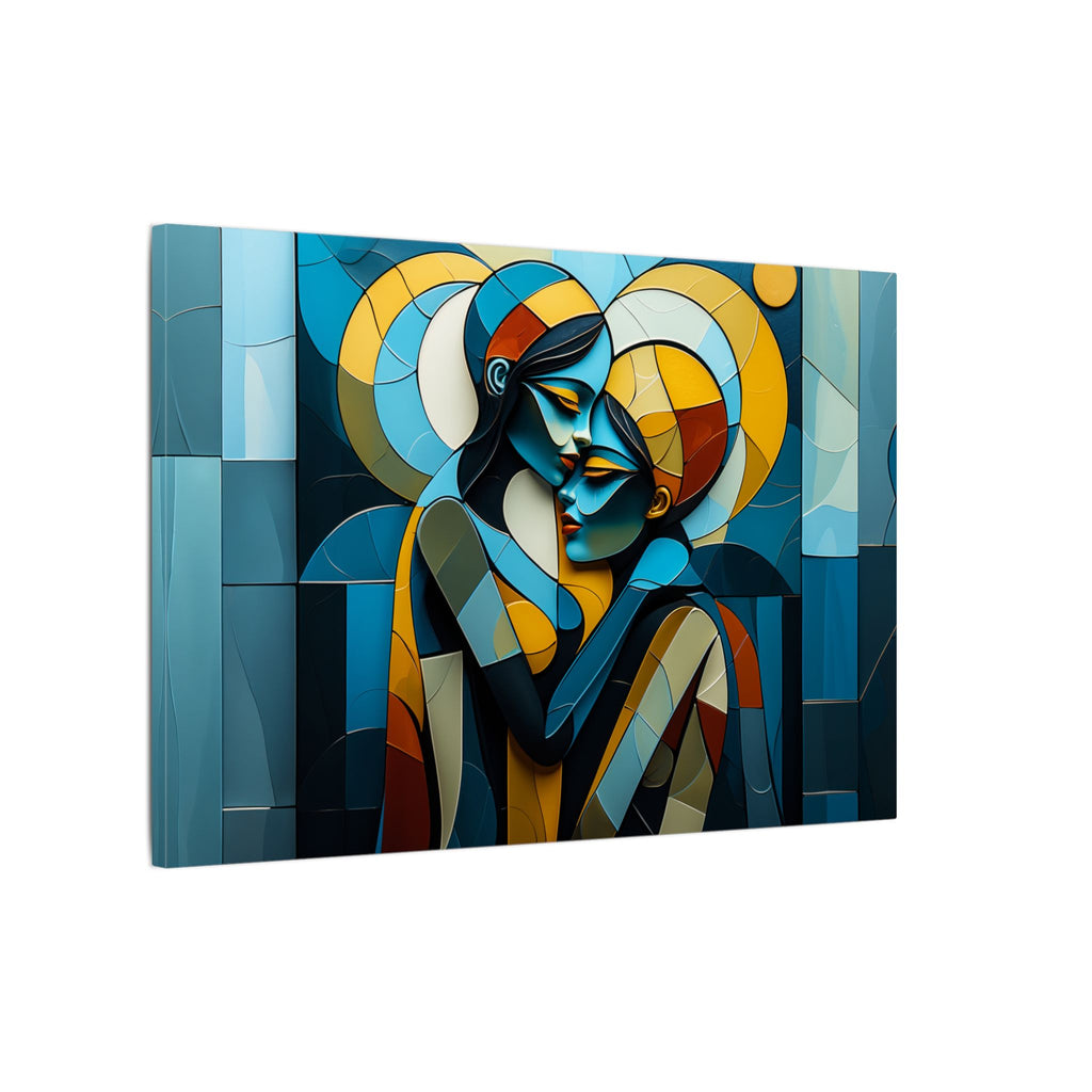 Where We Meet – Geometric Couple Embrace Canvas Print