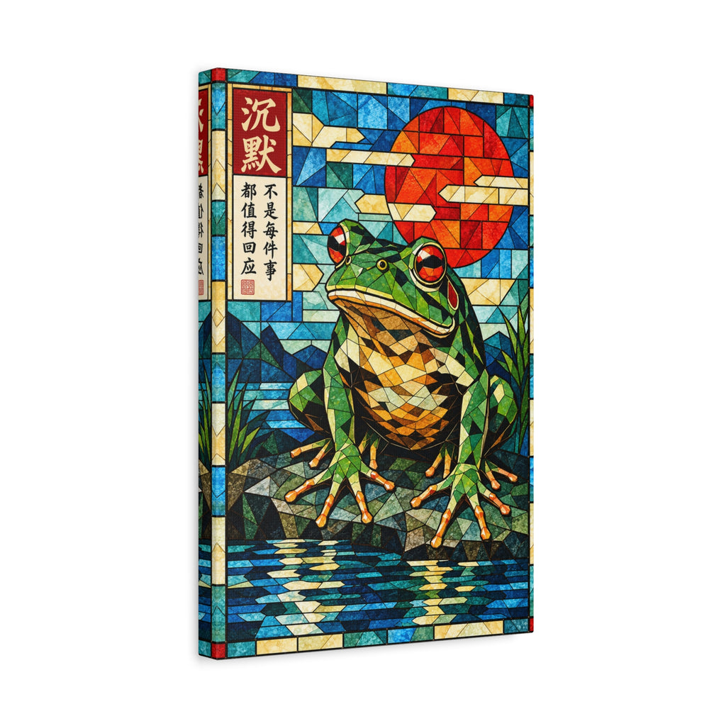 Silence Is a Response | Cubist Stained Glass Frog Art