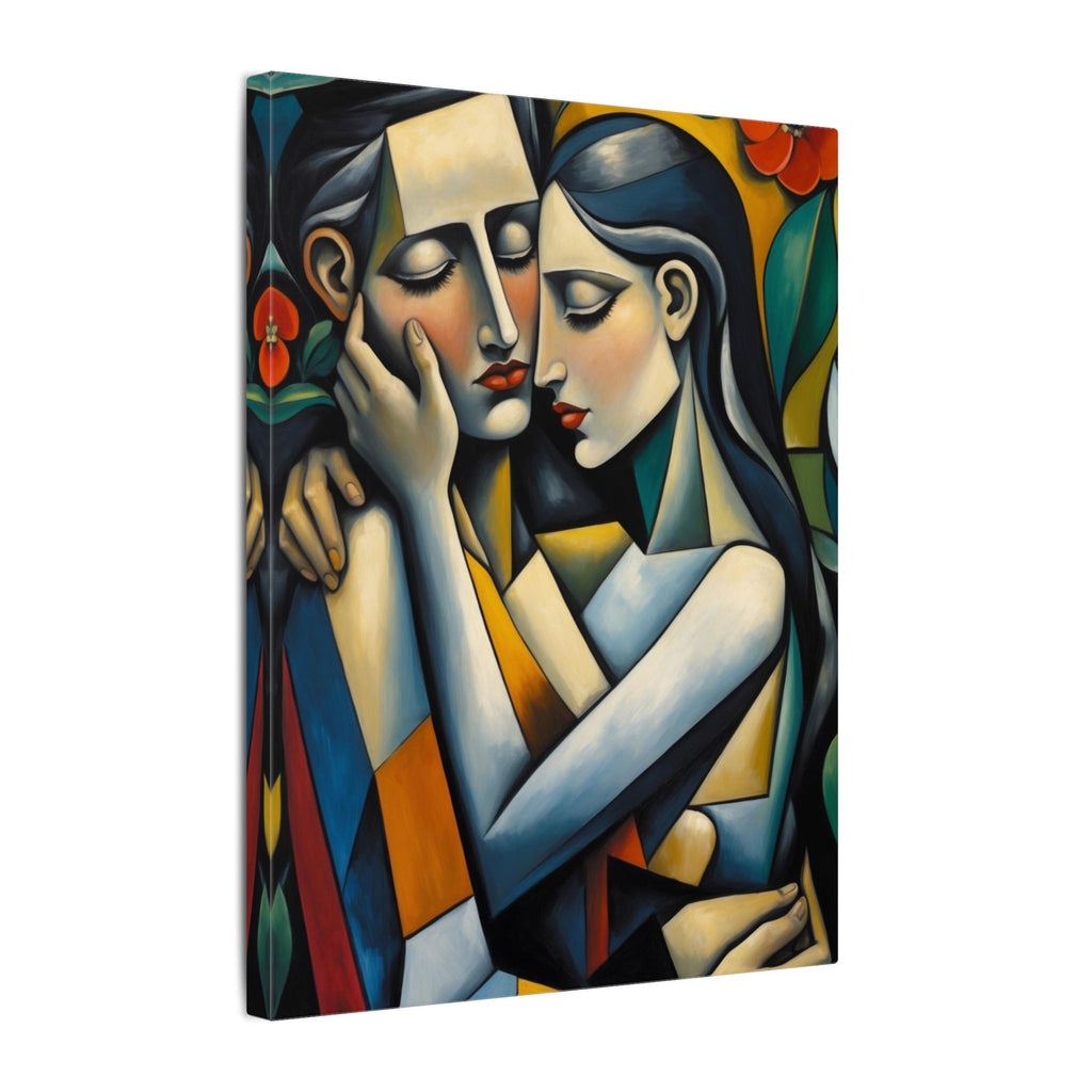 Close Enough to Hear – Modern Geometric Couple Portrait Canvas Print