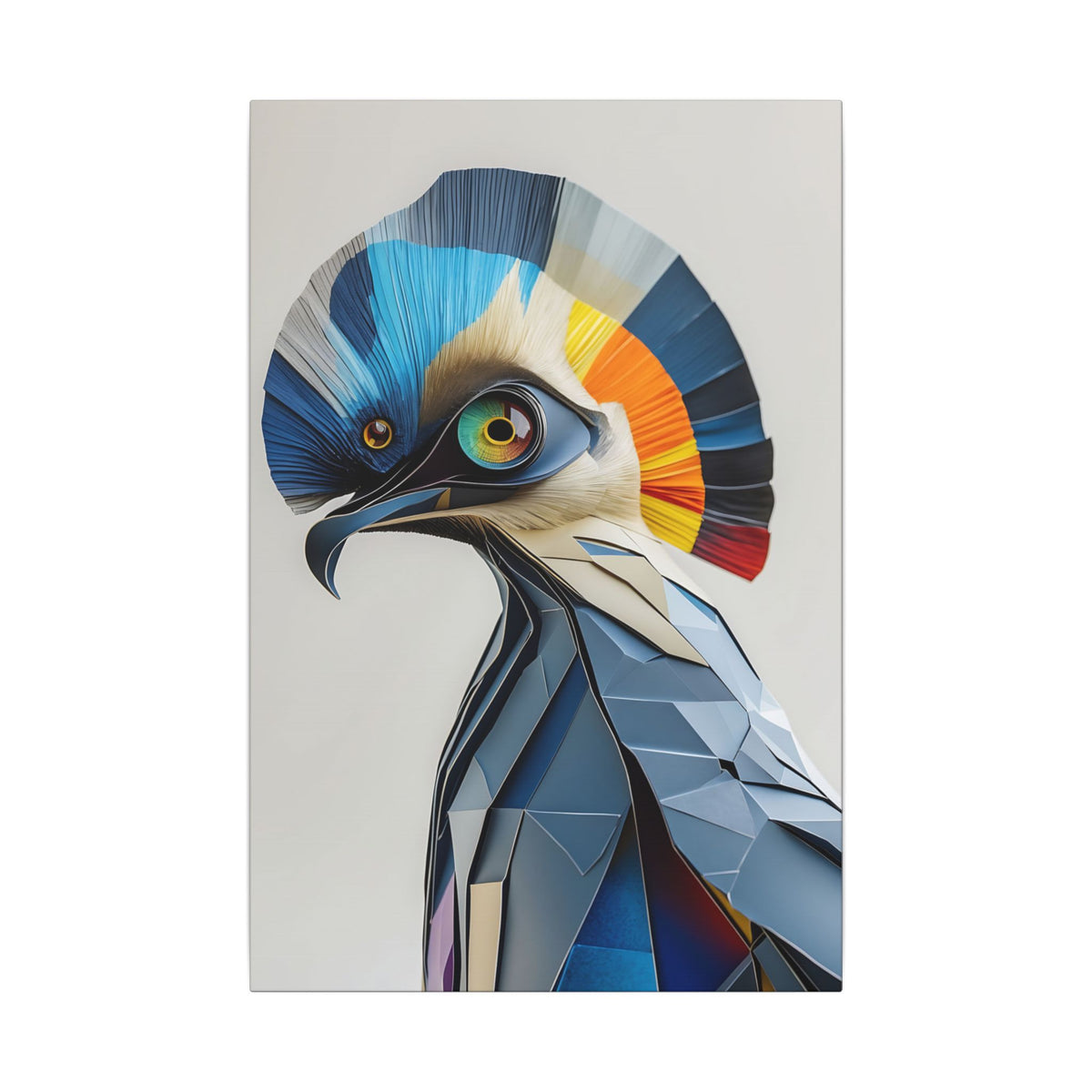 Crest of Light – Geometric Crested Bird Canvas Print