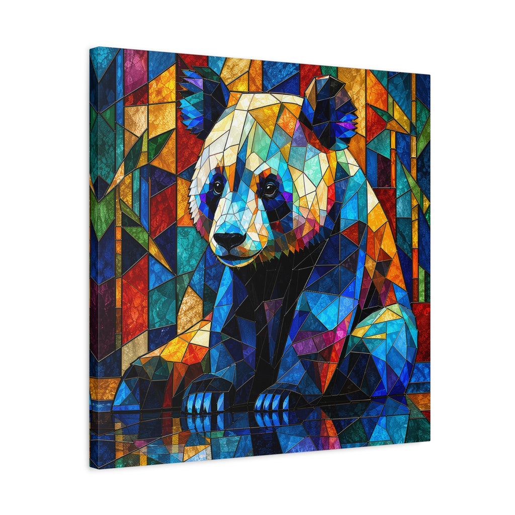 Prismatic Panda — Stained Glass Geometric Animal Wall Art