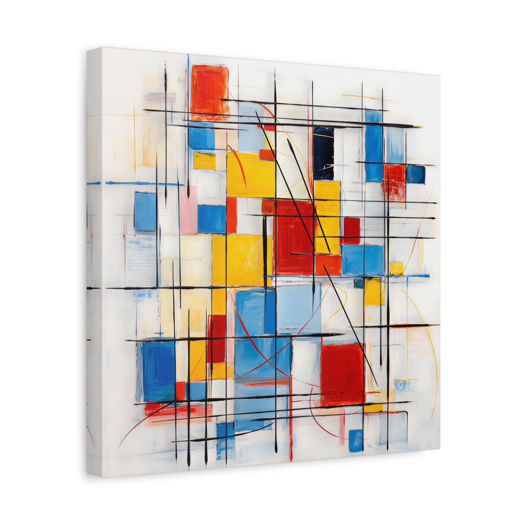 Controlled Chaos — Modern Geometric Abstract in Red, Blue, Yellow & Black