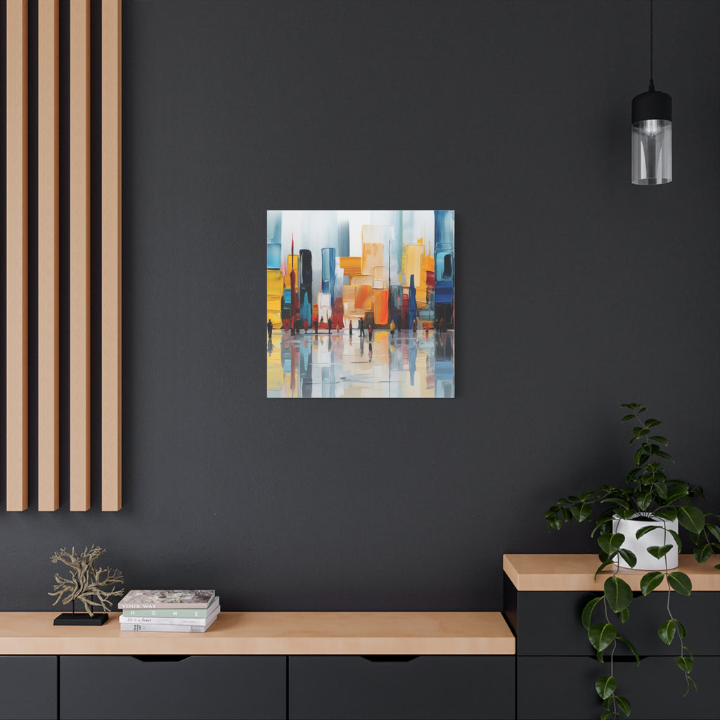 City in Reflection – Abstract Urban Skyline Canvas Print