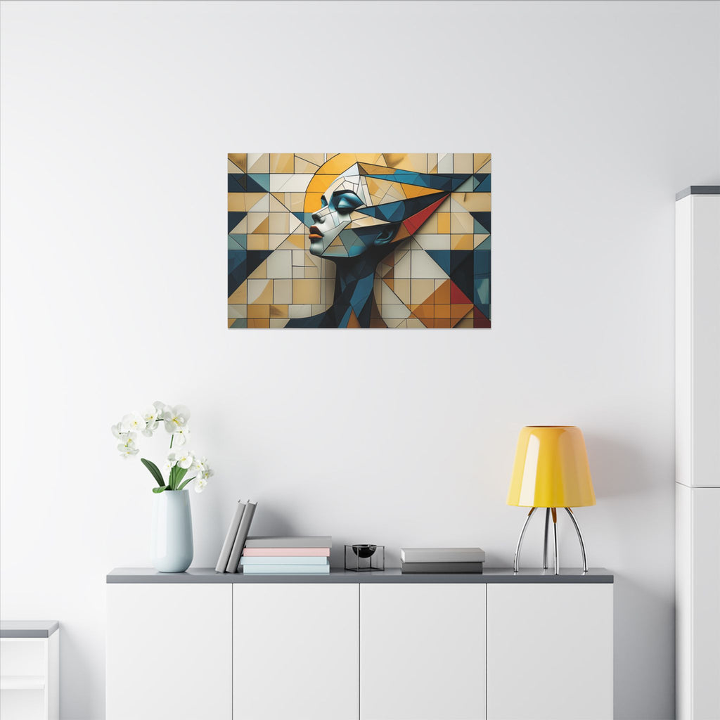 Measured Grace – Geometric Female Profile Canvas Print