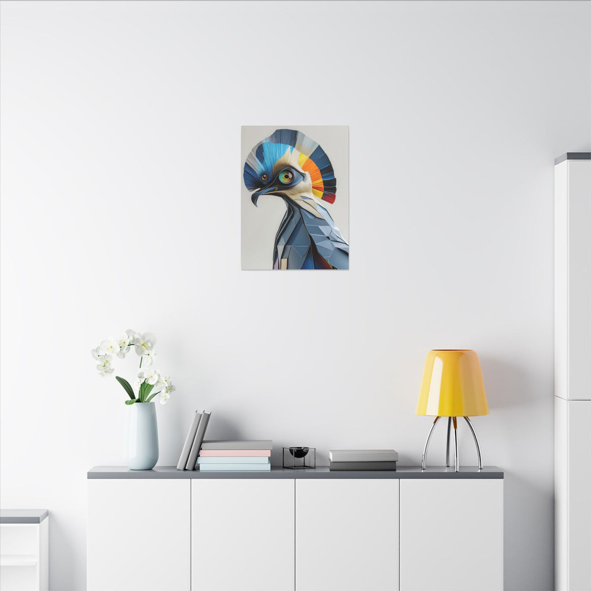 Crest of Light – Geometric Crested Bird Canvas Print