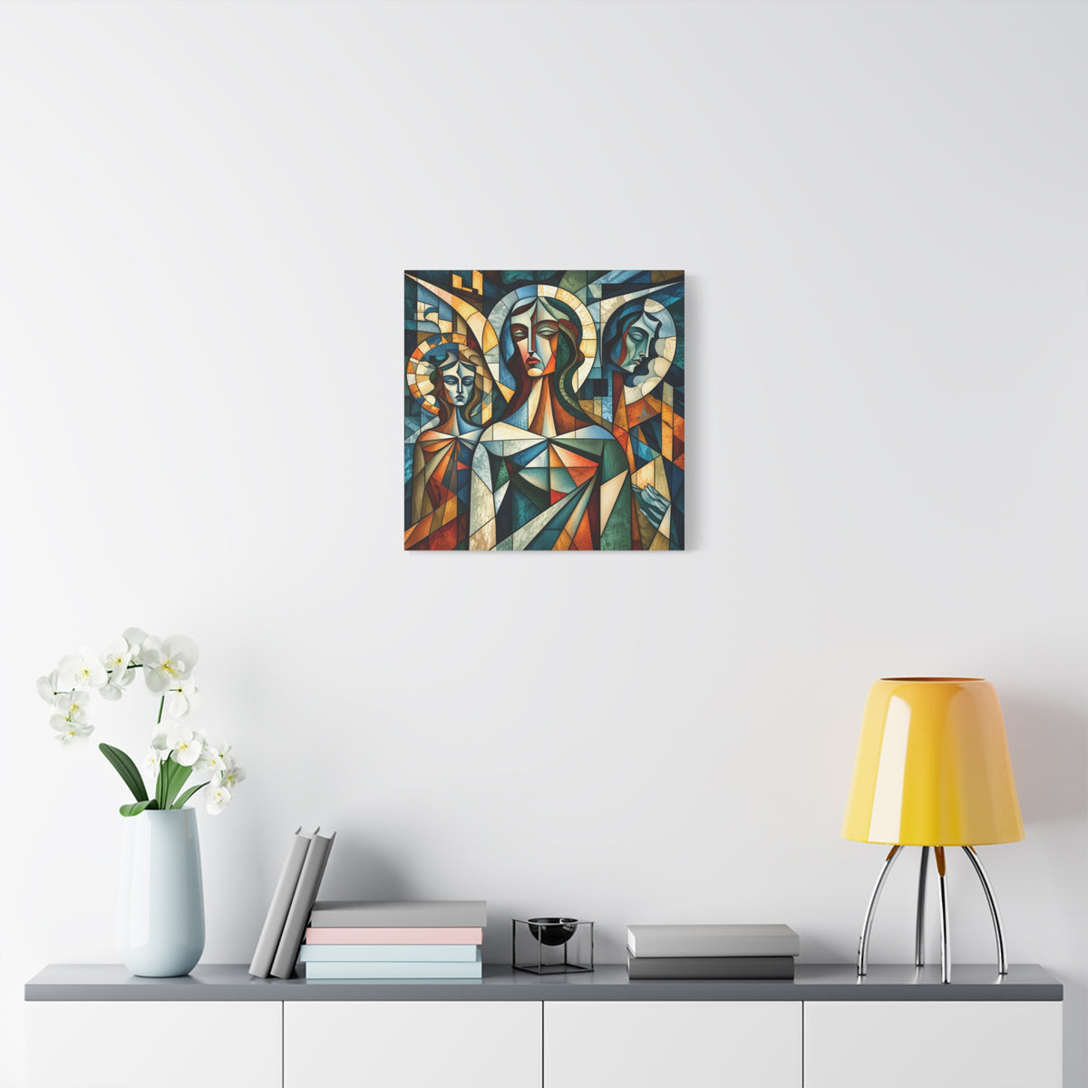 The Ones Who Watch Over Us | Cubist Stained Glass Angel Art