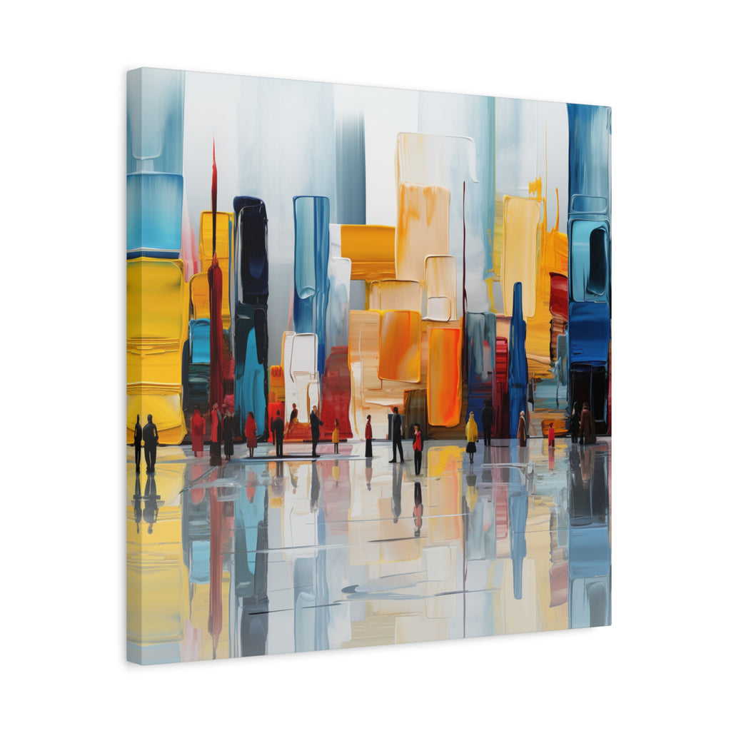 City in Reflection – Abstract Urban Skyline Canvas Print