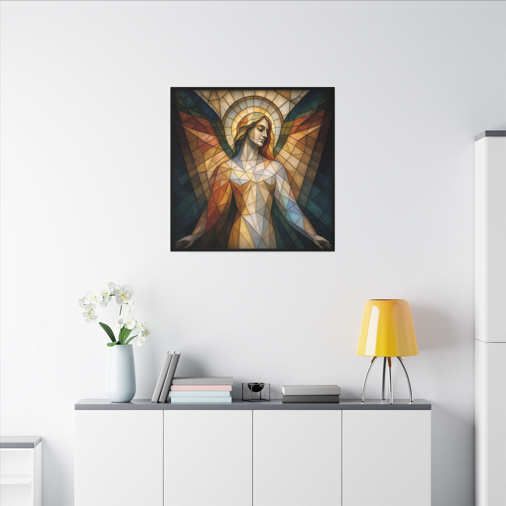 Grace in Light – Geometric Stained Glass Angel Canvas Print