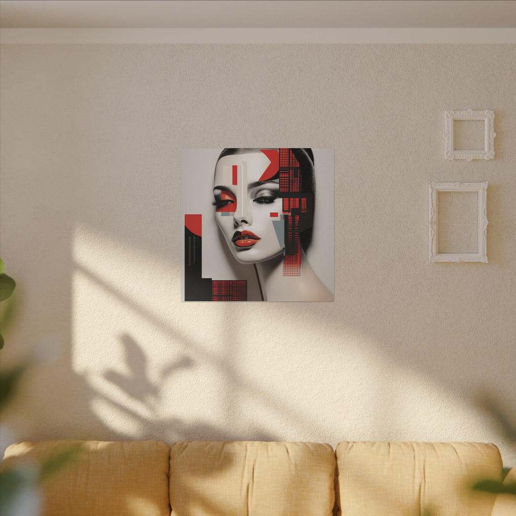 Red Syntax – Geometric Fashion Portrait Canvas Print