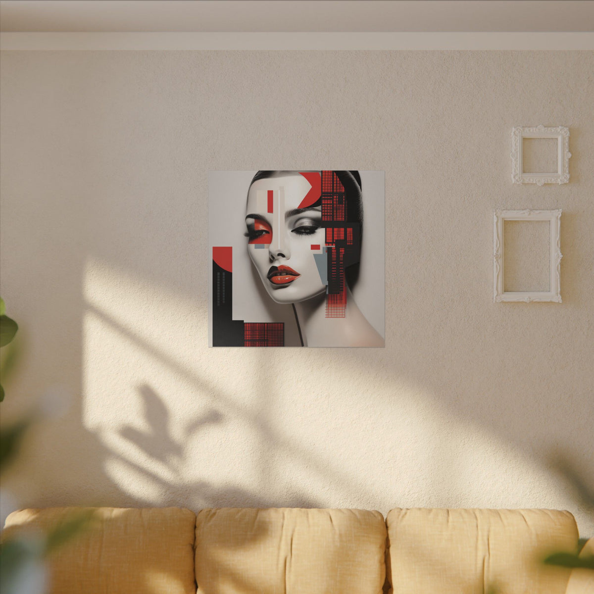 Red Syntax – Geometric Fashion Portrait Canvas Print