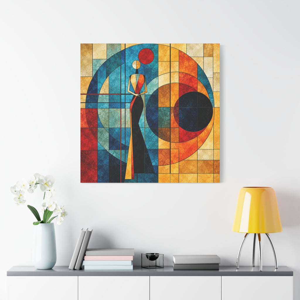 Orbit of Poise — Art Deco Stained Glass Woman Canvas
