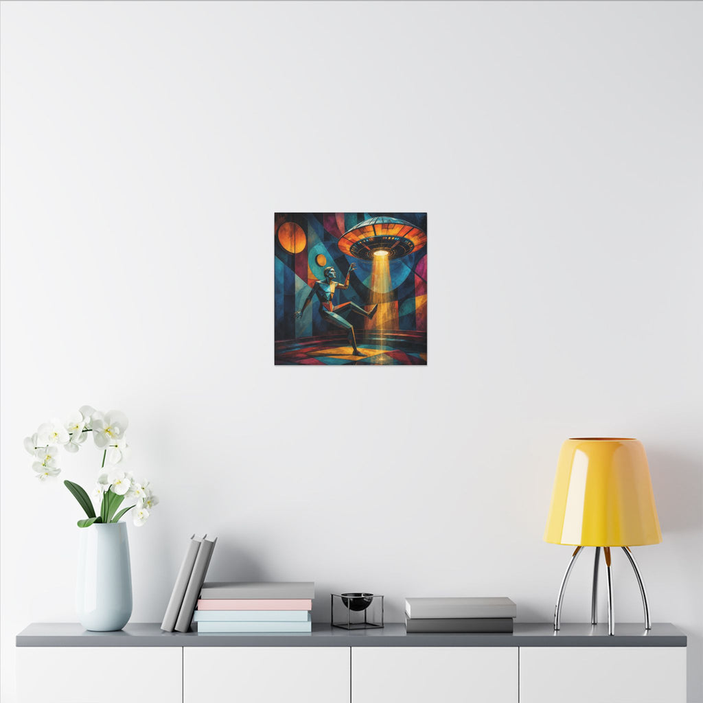 Suspended Signal – Retro Futurist UFO Geometric Canvas Print