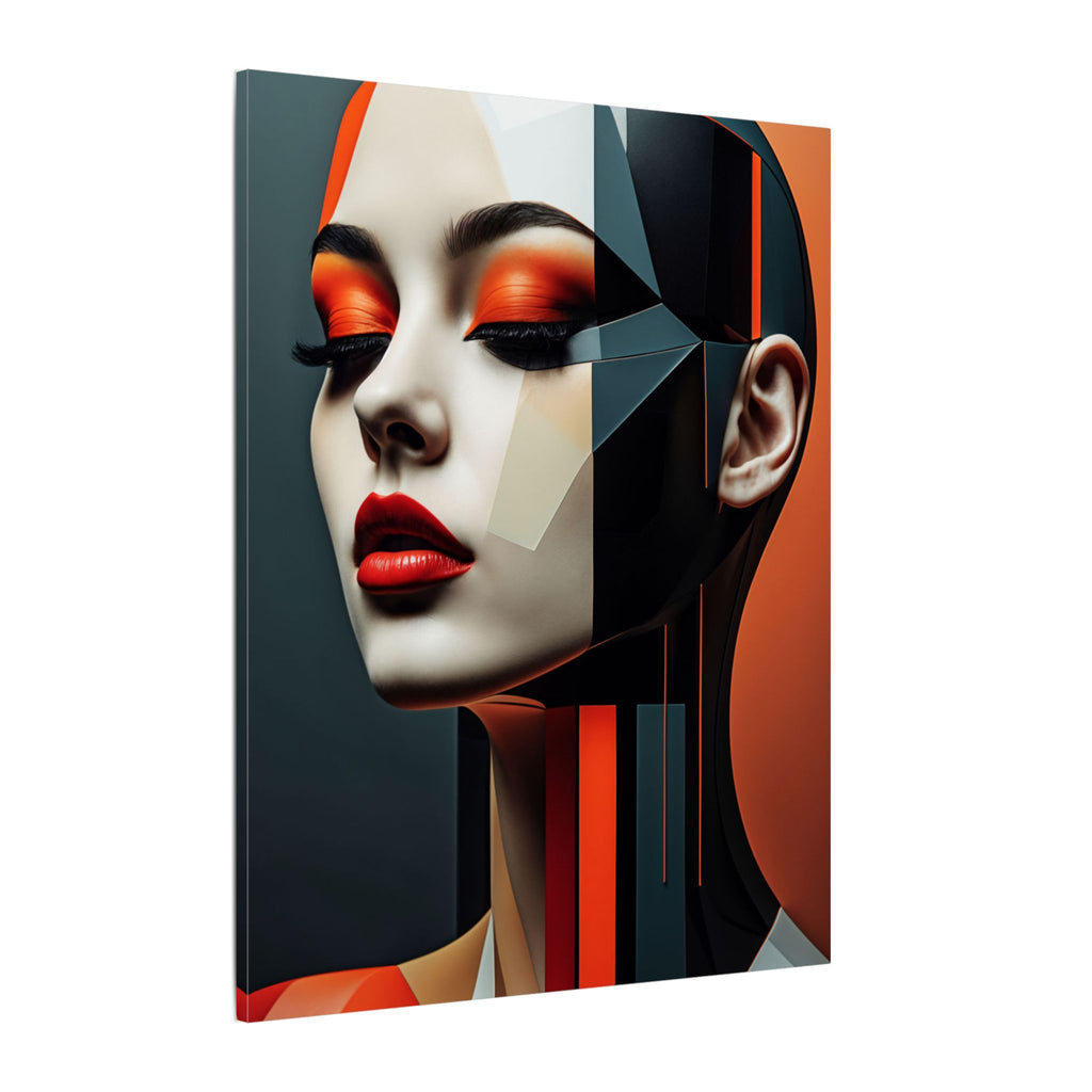 Quiet Voltage – Futurist Geometric Female Portrait Canvas Print