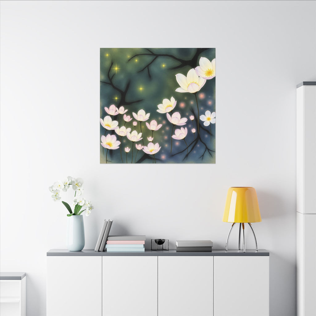 Where the Light Blooms – Dreamlike Floral Night Canvas Print