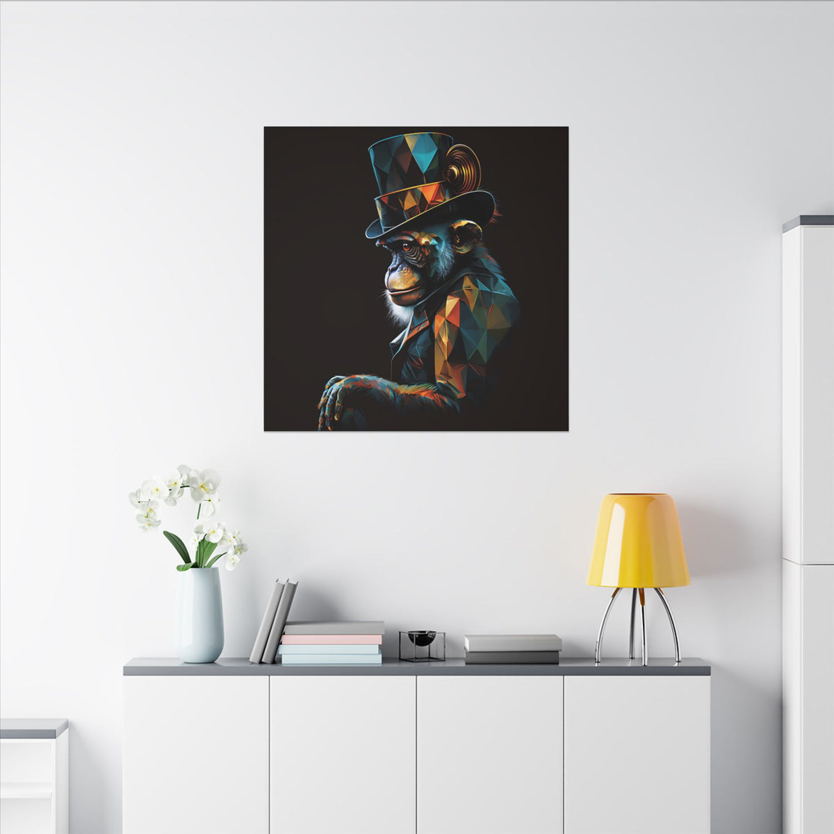 The Unusual Gentleman – Geometric Chimp Portrait Canvas Print
