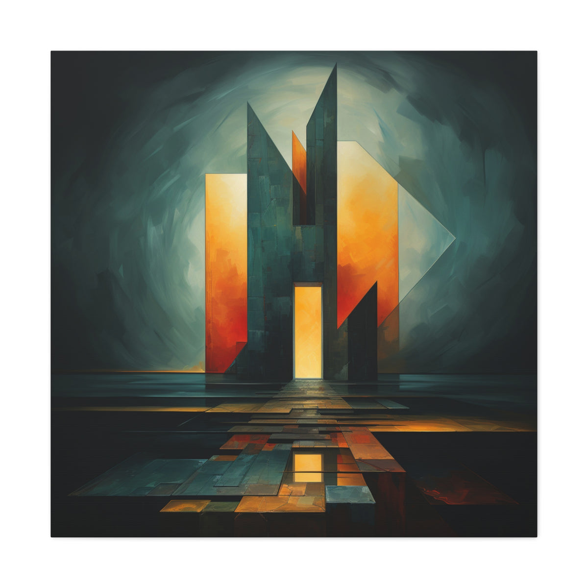 Temple of Arrival — Futuristic Architectural Abstract Wall Art