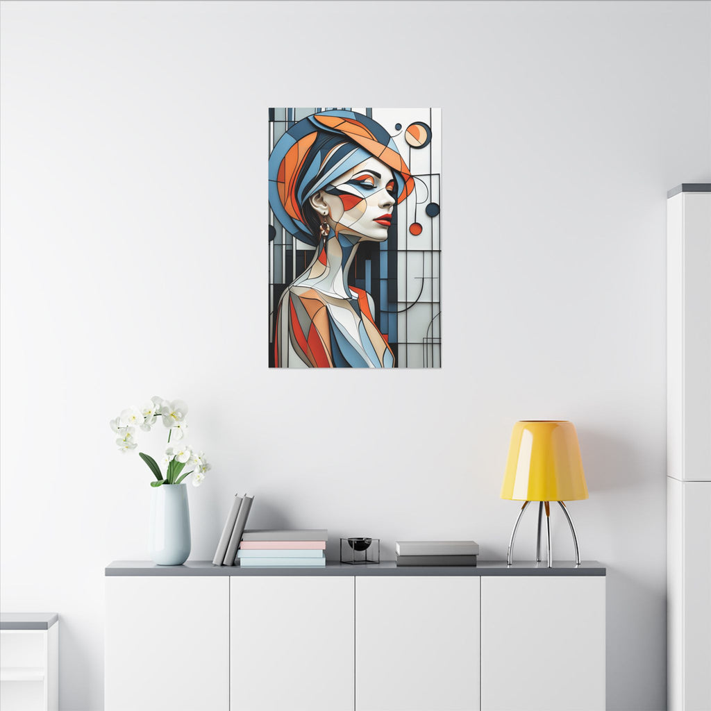 Poise in Orbit – Geometric Female Portrait Canvas Print