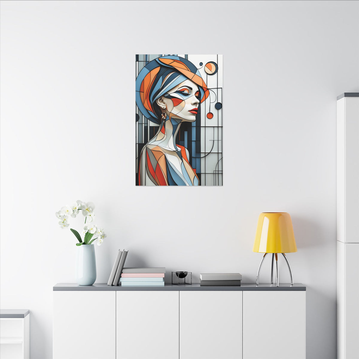 Poise in Orbit – Geometric Female Portrait Canvas Print