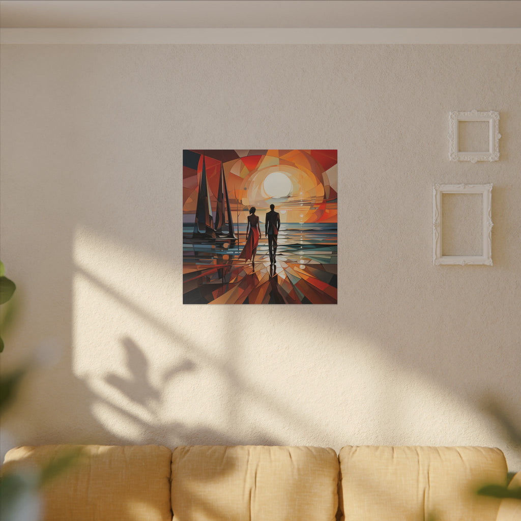 Toward the Last Light – Geometric Couple Sunset Canvas Print