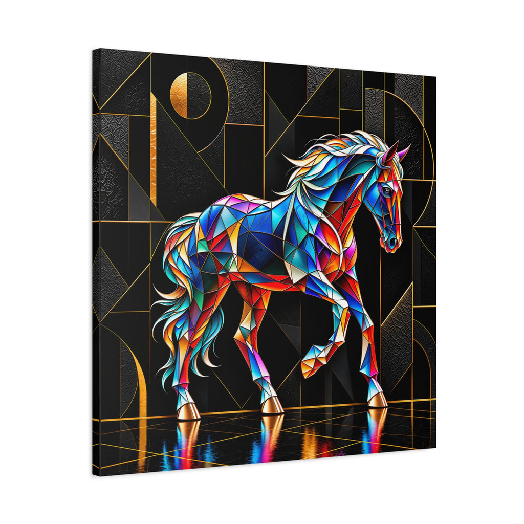 Prismatic Stallion — Stained Glass Geometric Horse Wall Art