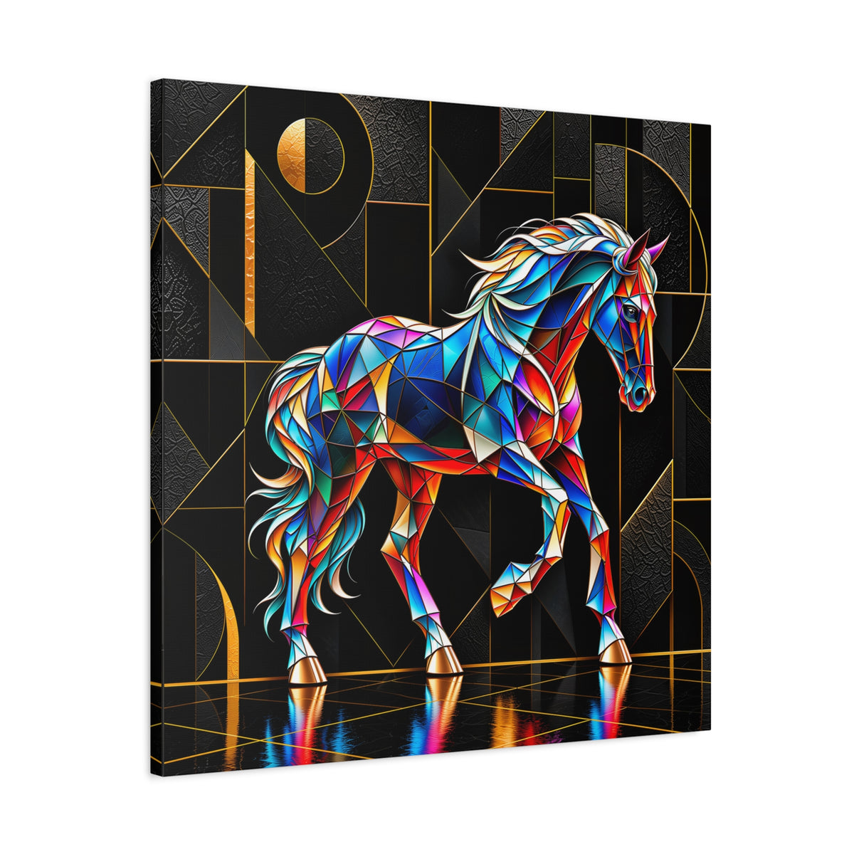 Prismatic Stallion — Stained Glass Geometric Horse Wall Art