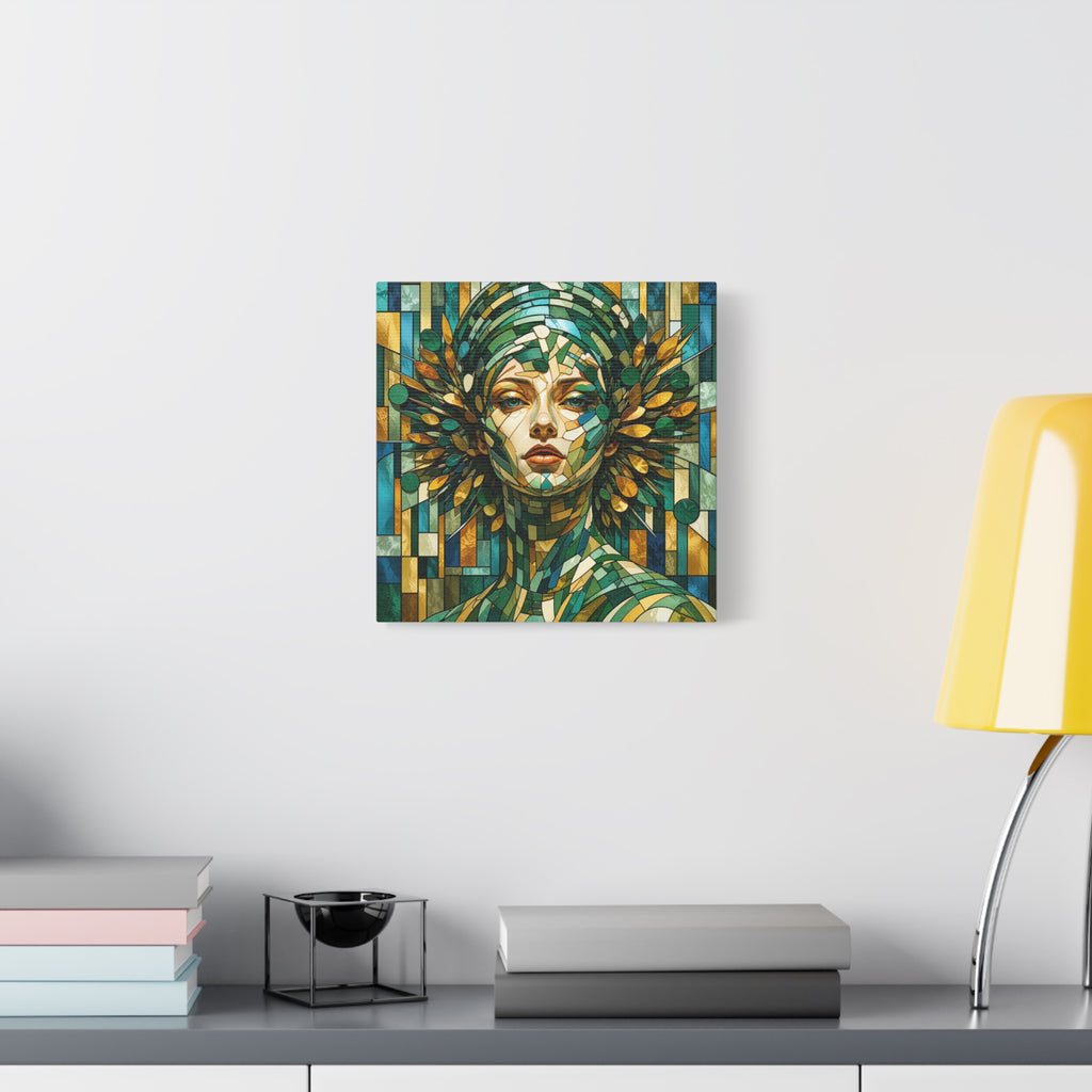 Verdant Empress — Stained Glass Botanical Woman Portrait