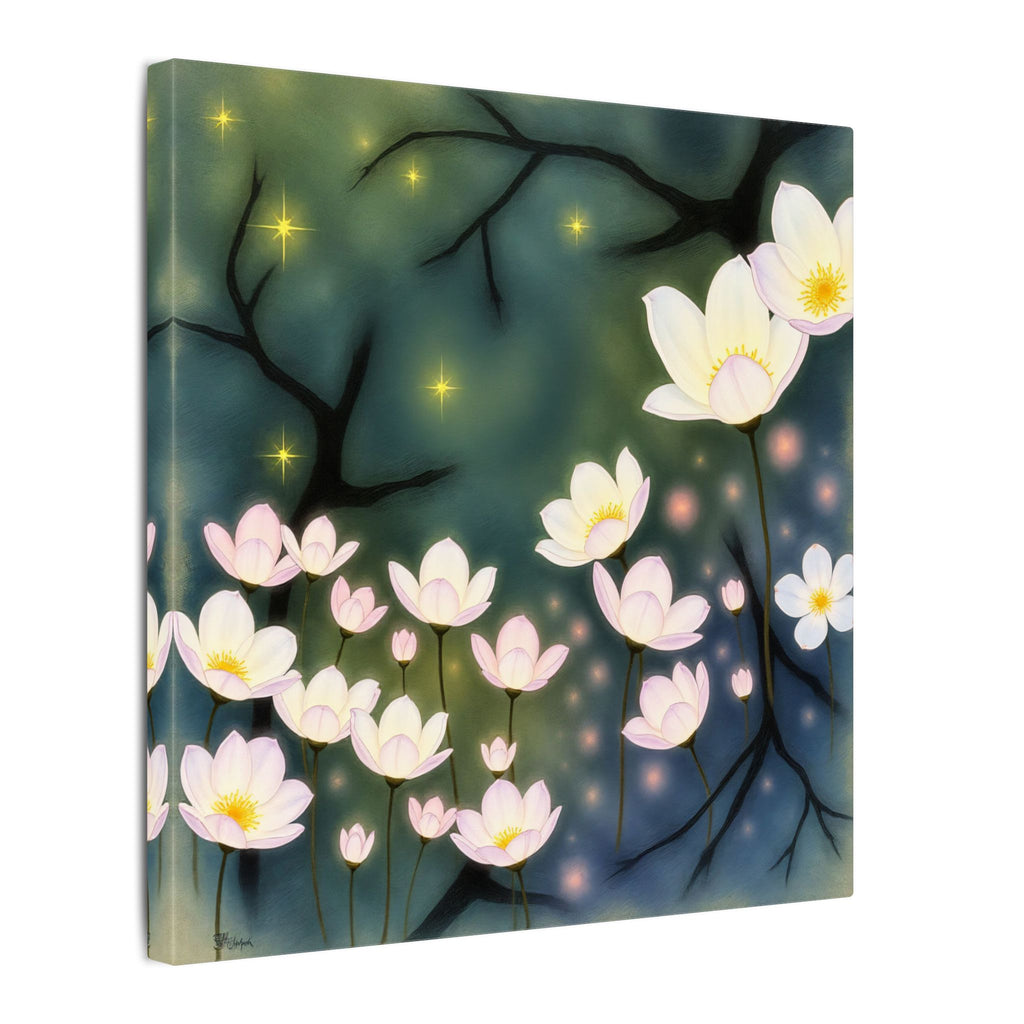 Where the Light Blooms – Dreamlike Floral Night Canvas Print