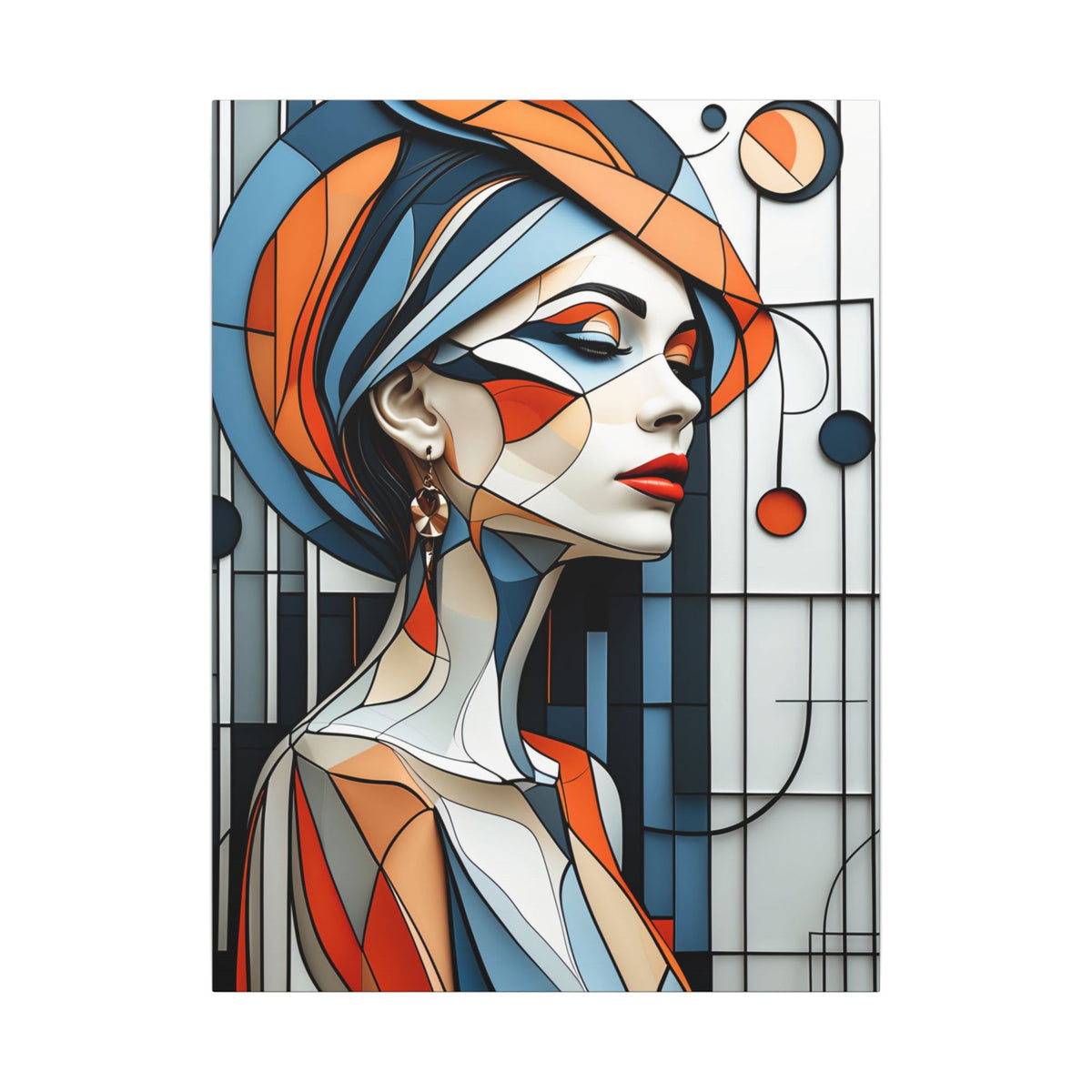 Poise in Orbit – Geometric Female Portrait Canvas Print