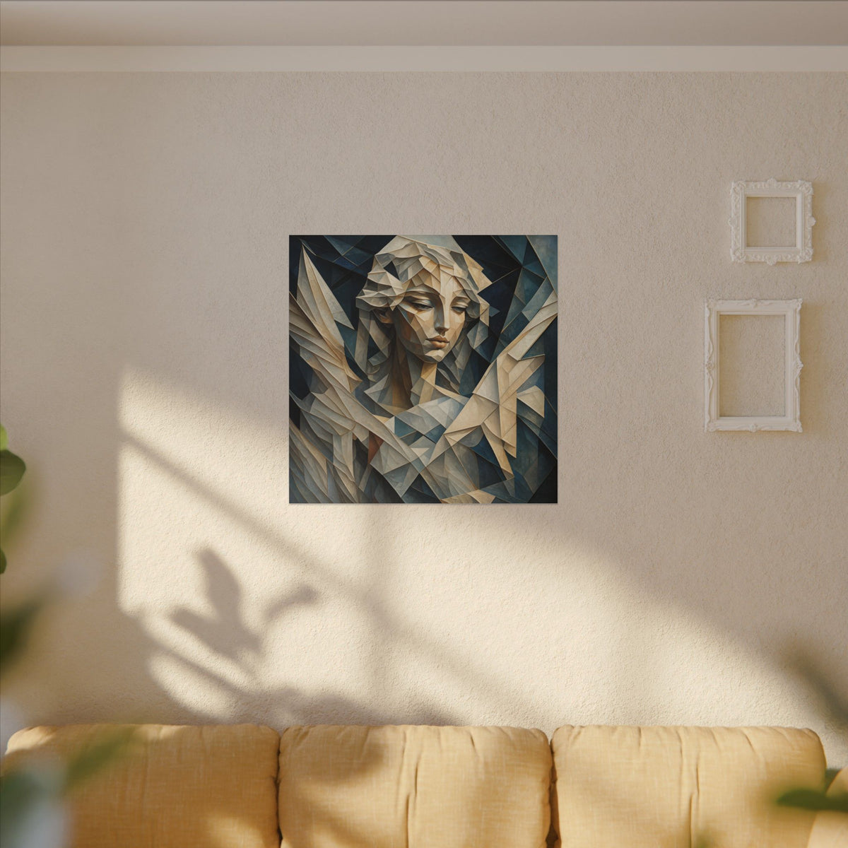 Quiet Messenger – Faceted Cubist Angel Canvas Print