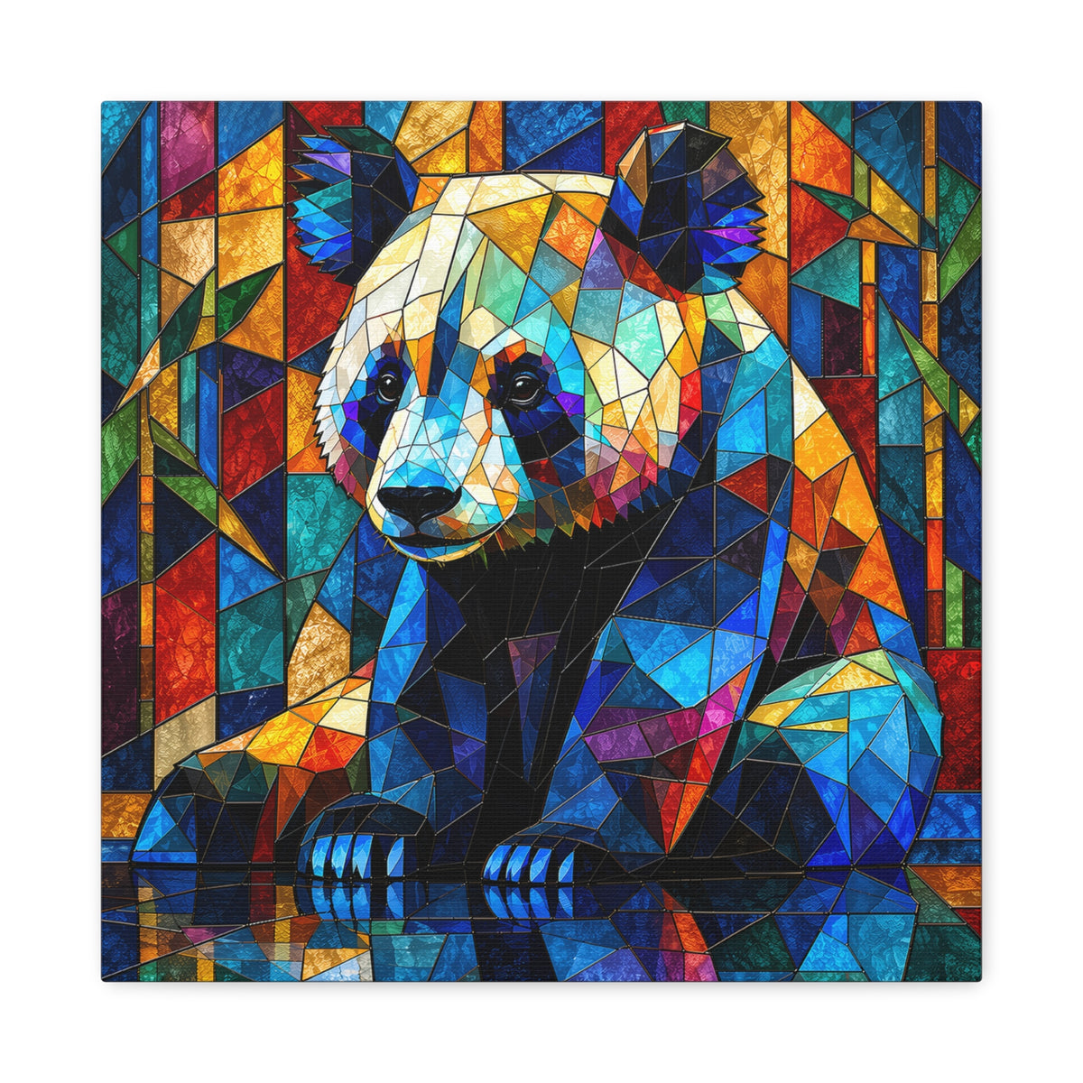 Prismatic Panda — Stained Glass Geometric Animal Wall Art