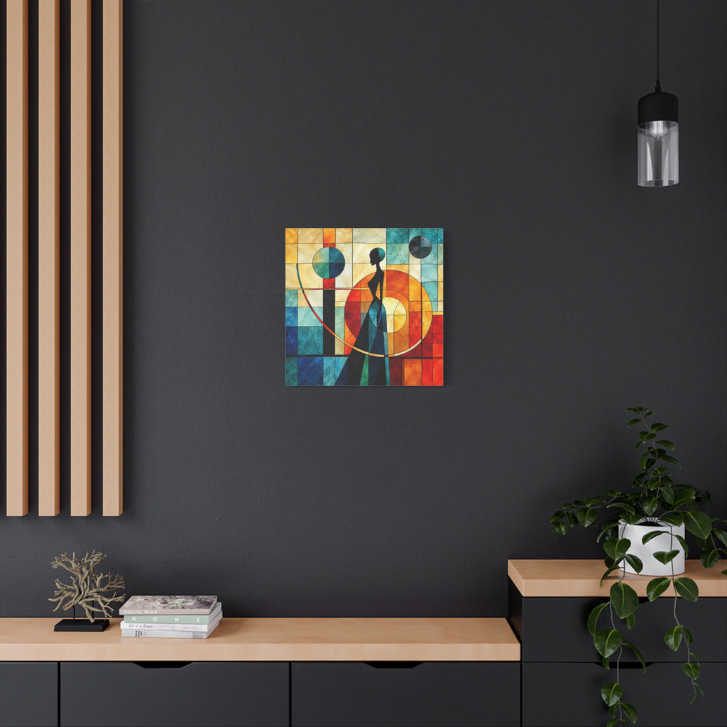 Poise in Motion — Art Deco Stained Glass Woman Canvas
